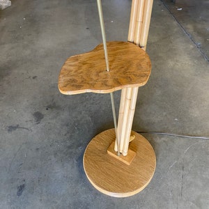 Restored Googie Asymmetric Pole Floor Lamp w/ Side Table & Fiberglass Shade image 5