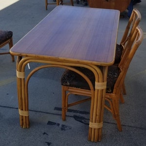 Restored Rattan Dining Room Table and Chairs Set image 9