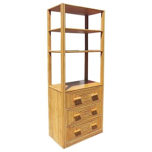 Restored Rattan & Mahogany Display Curio Cabinet Etagere image 1