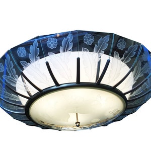 Modernist Tropical Etched Slat Glass Bowl Bronze Chandelier image 3