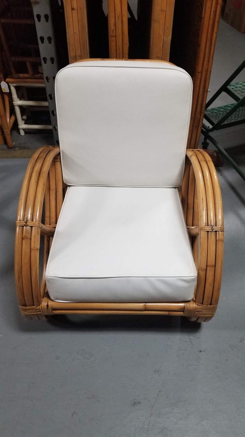 Restored Rattan Three-Strand Full Pretzel Lounge Chair and Three-Seat Sofa Set image 6