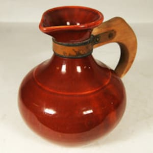 Vintage Mid Century Red Bauer Pitcher California Pottery Pitcher