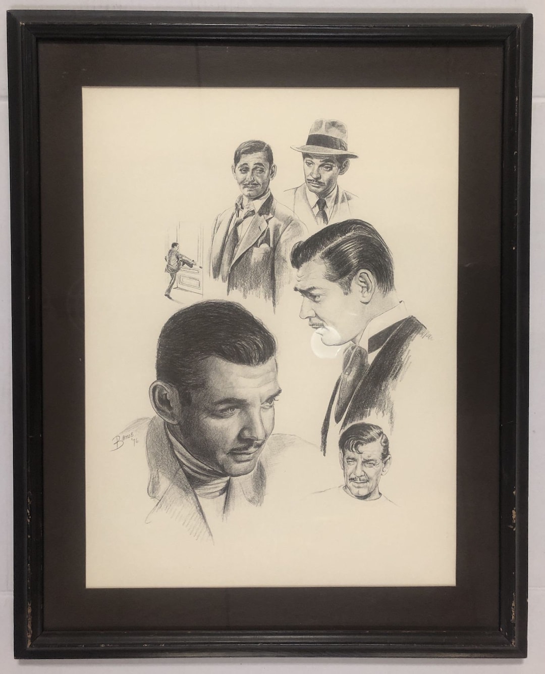 1976 Glen Fortune Banse Portait of Clark Gable Lithograph Print