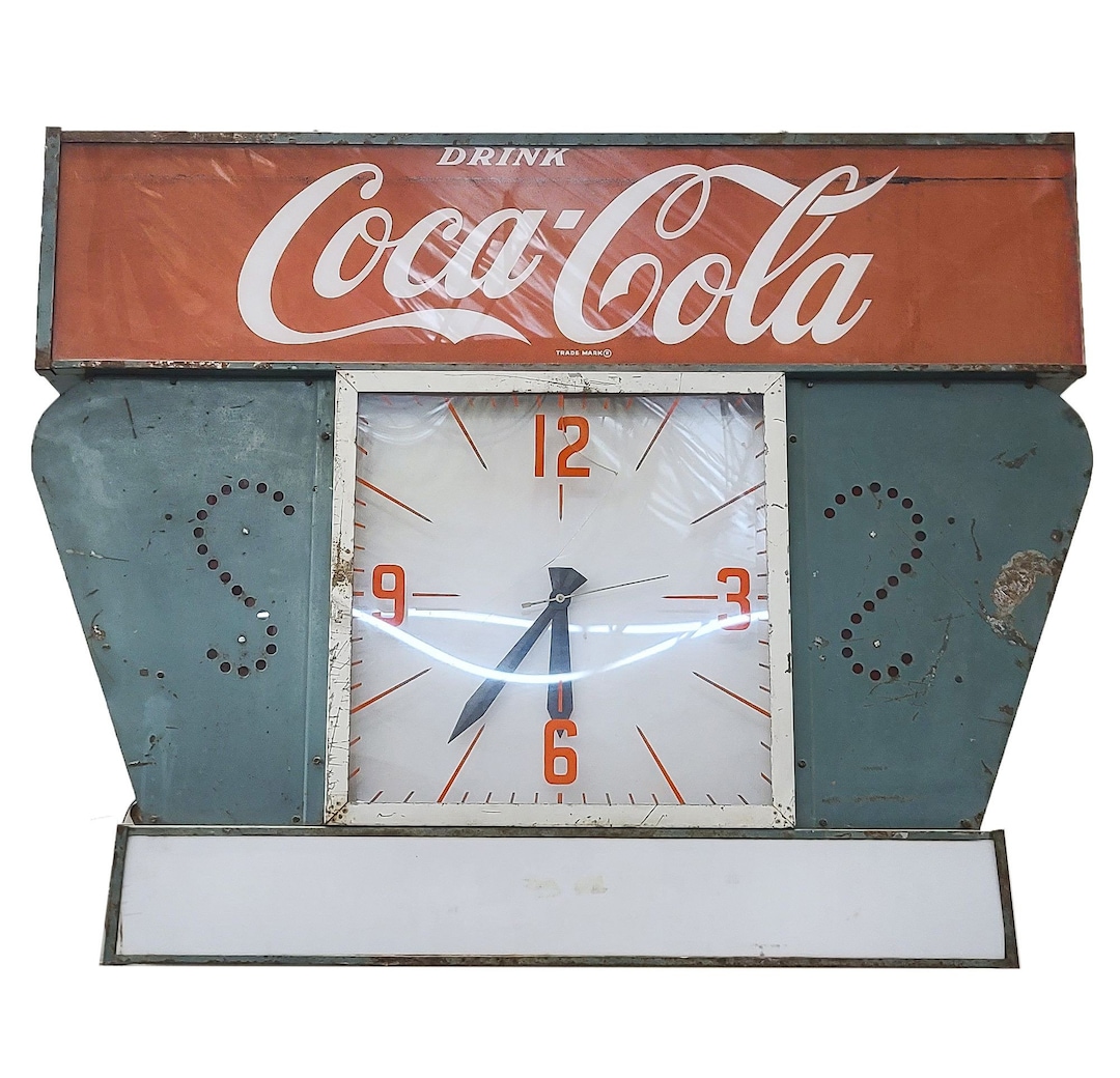 【全商品オープニング価格 特別価格】 Coca-cola Foot 4' Large Light Circa Clock, Marquee Steel up コレクション