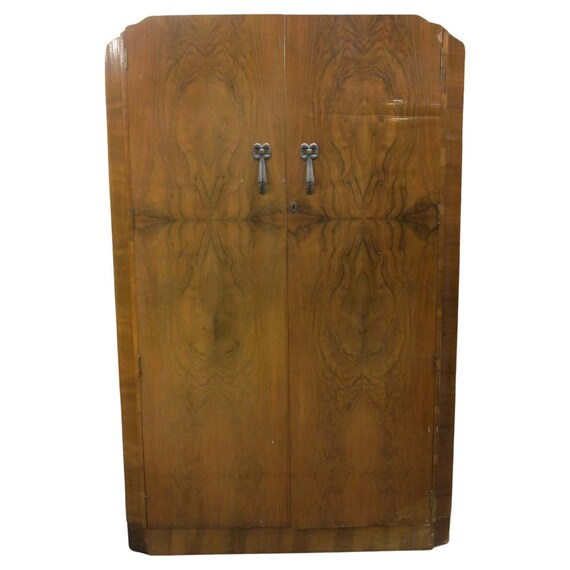 Art Deco tombstone Walnut Men s Armoire by Raven Furniture Etsy UK
