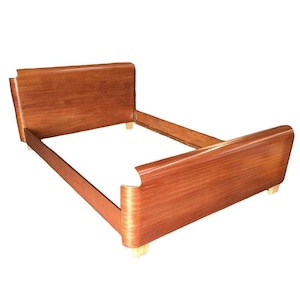 Mid Century Herman Miller DCW Style Molded Mahogany Plywood Full Size Bed Frame