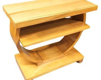 Blond Geometric Art Deco Side Table by Gilbert Rohde for Brown Saltman