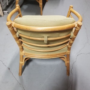 Restored Rattan Barrel Back Dining Chair Armchair W/ Skeleton Arms Pair image 6