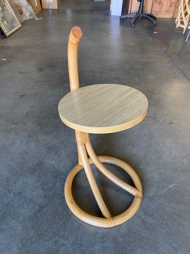 Restored Rattan Side Table Drink Shelf Stand W/ Handle Etsy