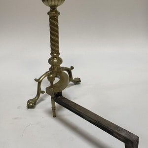 Pair of Brass Belted Ball-top and Spiral Turned Clawfoot Andirons image 6