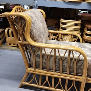 Restored Rattan Three-Strand Arms Chaise Lounge with Reed Rattan Sides image 6