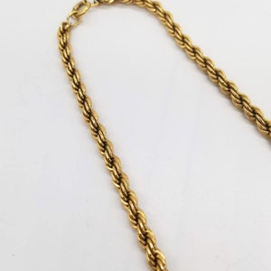 Mid Century 14k Gold Rope Chain Necklace and Bracelet Set image 4