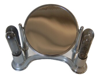 Art Deco Chrome Lightup Vanity Makeup Magnifying Mirror By Bel-Ayre