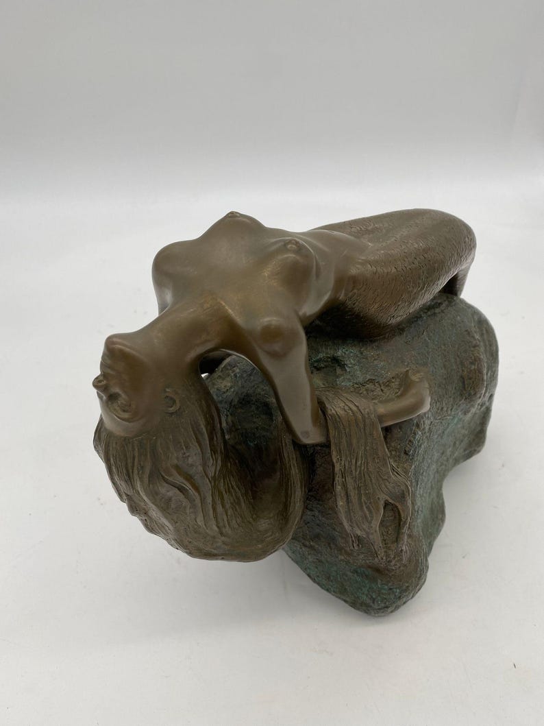 Bronze Mermaid Siren Statue on Beach Rock by James Siebert image 7