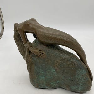 Bronze Mermaid Siren Statue on Beach Rock by James Siebert image 3