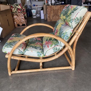 Restored Two-Strand Half Moon Rattan Cup Seat Lounge Chair image 6