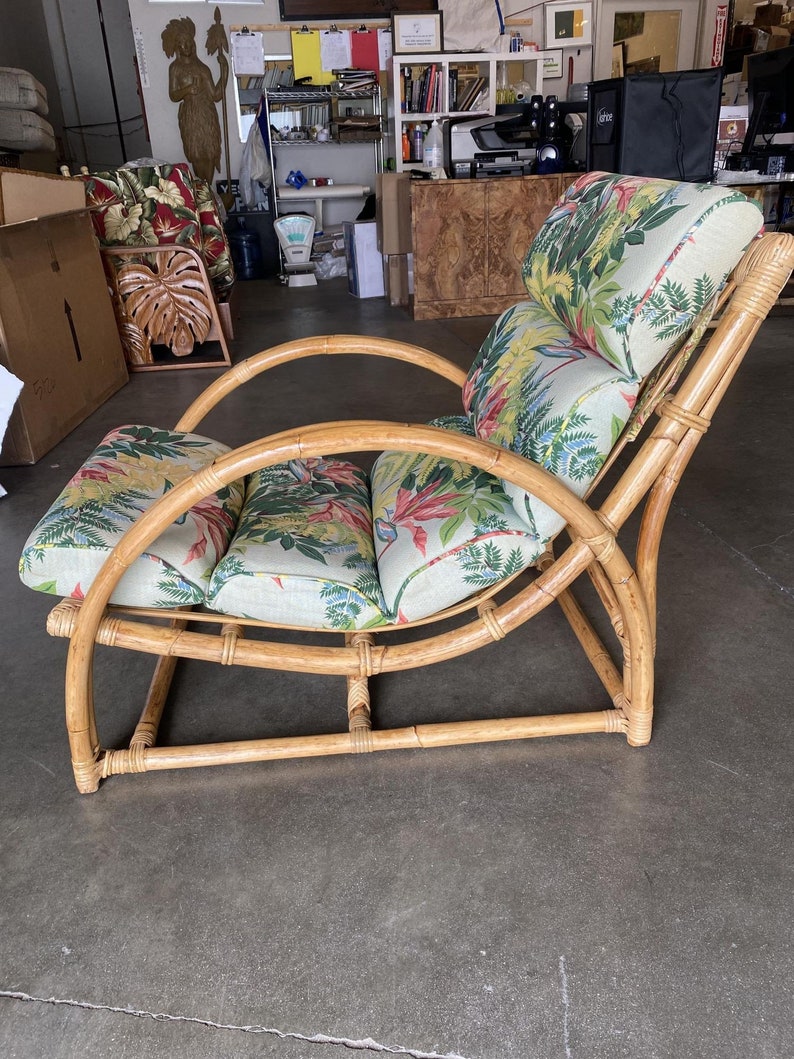 Restored Two-Strand Half Moon Rattan Cup Seat Lounge Chair image 6