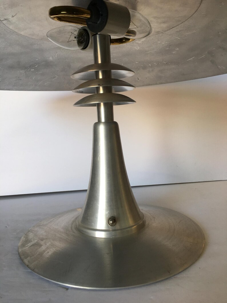 Art Deco Style Machine Age Table Lamp w/ Large 23 Spun Aluminum Shade image 6