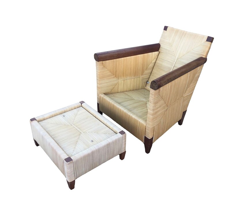 Donghia Rattan Lounge Chair & Ottoman by John Hutton, The Merbau Collection image 6