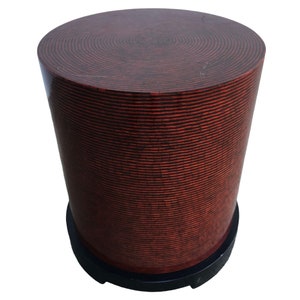 Two-Tone Cubist Style Round Side Table, Pair image 3