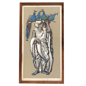 Framed "Peacock Vendor" Serigraph by Millard Owen Sheets (1907- 1989)