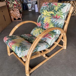 Restored Two-Strand Half Moon Rattan Cup Seat Lounge Chair image 5