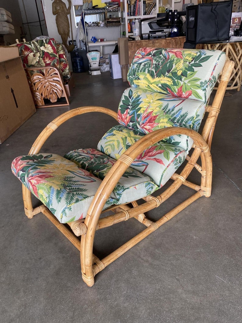 Restored Two-Strand Half Moon Rattan Cup Seat Lounge Chair image 5