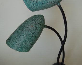 Modernist Green Speckle Double Gooseneck Desk Table Lamp