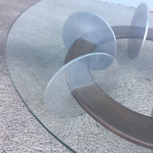 Knut Hesterberg inspired Round Walnut and Stainless Steel Coffee Table image 4