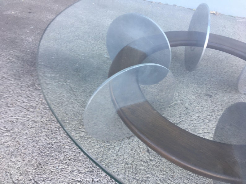 Knut Hesterberg inspired Round Walnut and Stainless Steel Coffee Table image 4