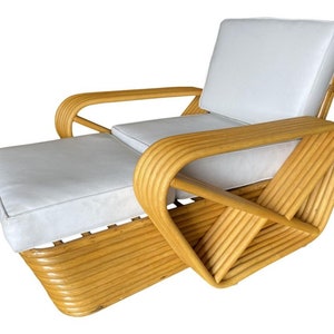 Restored Six-Strand Square Pretzel Rattan Chaise Lounge Chair image 2