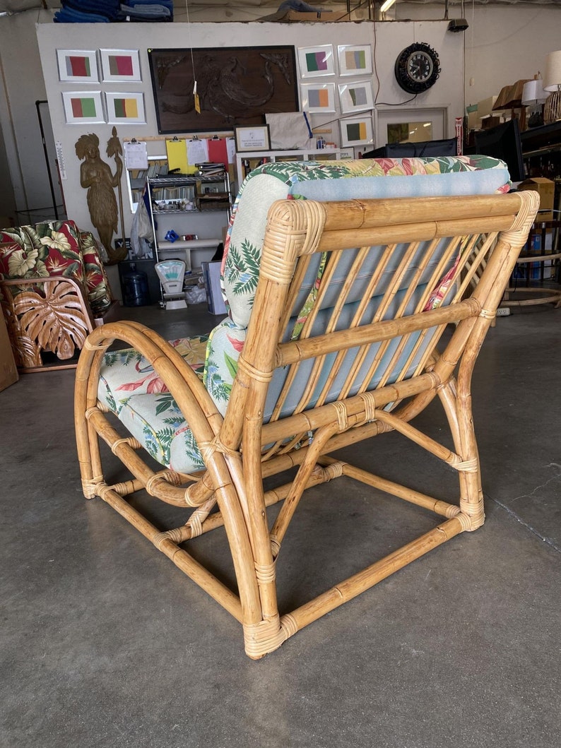 Restored Two-Strand Half Moon Rattan Cup Seat Lounge Chair image 8