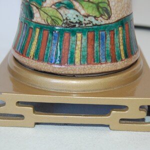 Post War Hand Painted Asian Floral Ceramic Table Lamp image 4