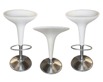 Philippe Starck Style White Modernist Stool and Table Set