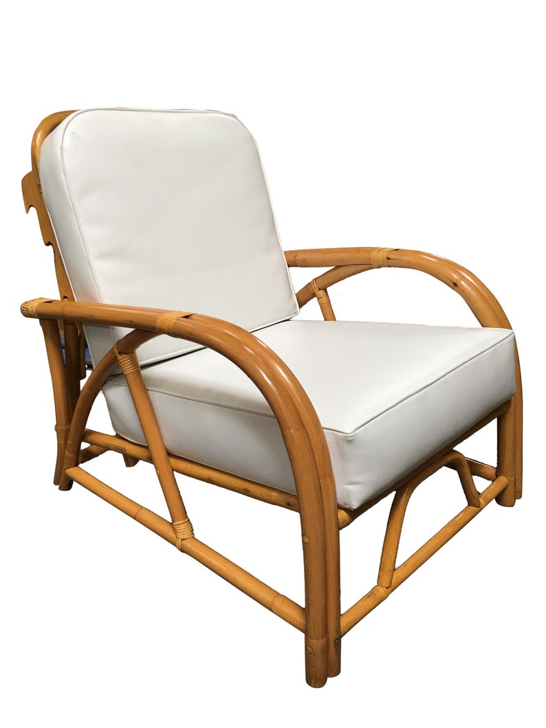 Rare Restored 1949er Rattan Reclining Lounge Chair with Arched Arms image 1