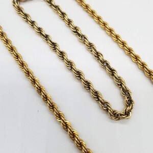 Mid Century 14k Gold Rope Chain Necklace and Bracelet Set image 3