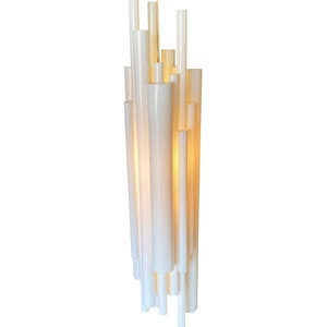 Modernist White Lucite Stacked Tube Chandelier by Rougier, Circa 1970s image 1