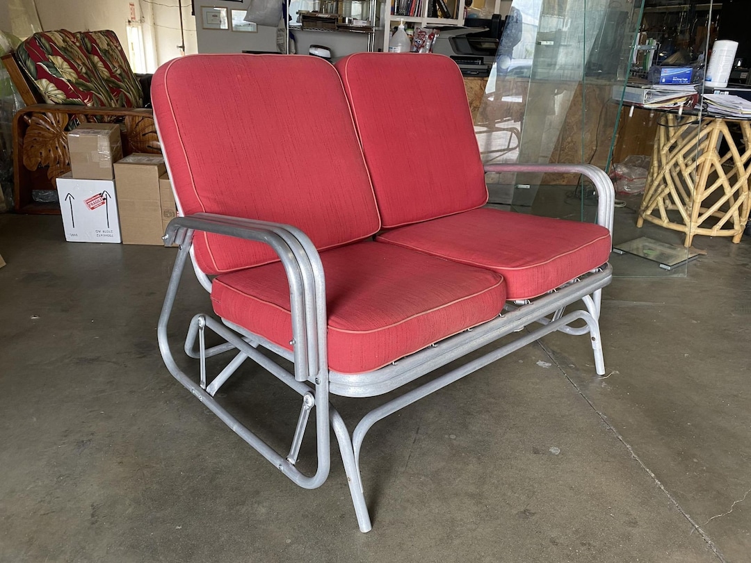 Aluminum Patio/outdoor Sled Base Rocking Slinder Loveseat Sofa