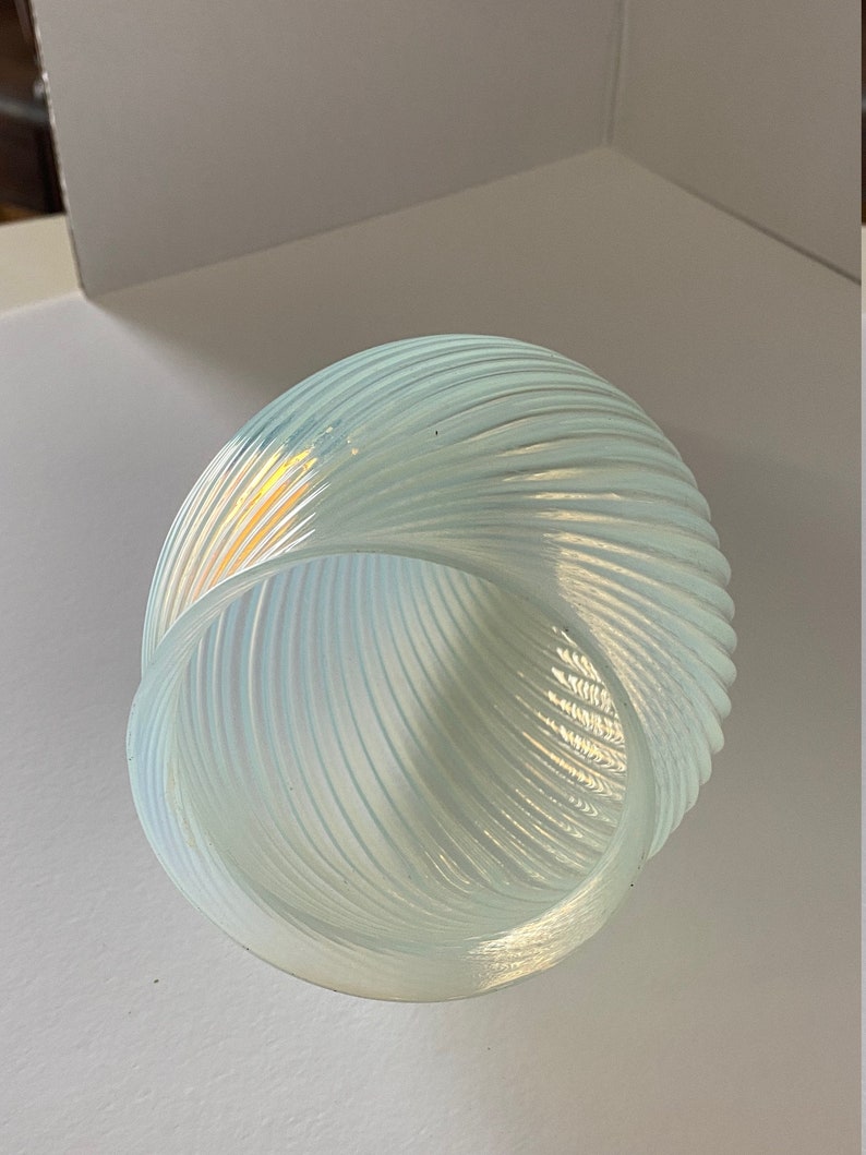 1960s Vintage Opalescent Swirl Glass Bullet Ceiling Light Shade/ Globe with Silver Fitter image 5