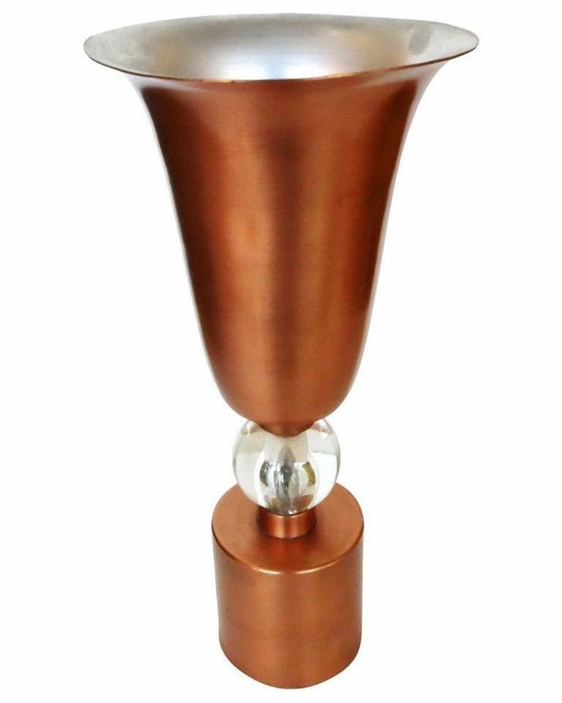 Copper Mid-Century Torchière Table Lamps, Pair image 3