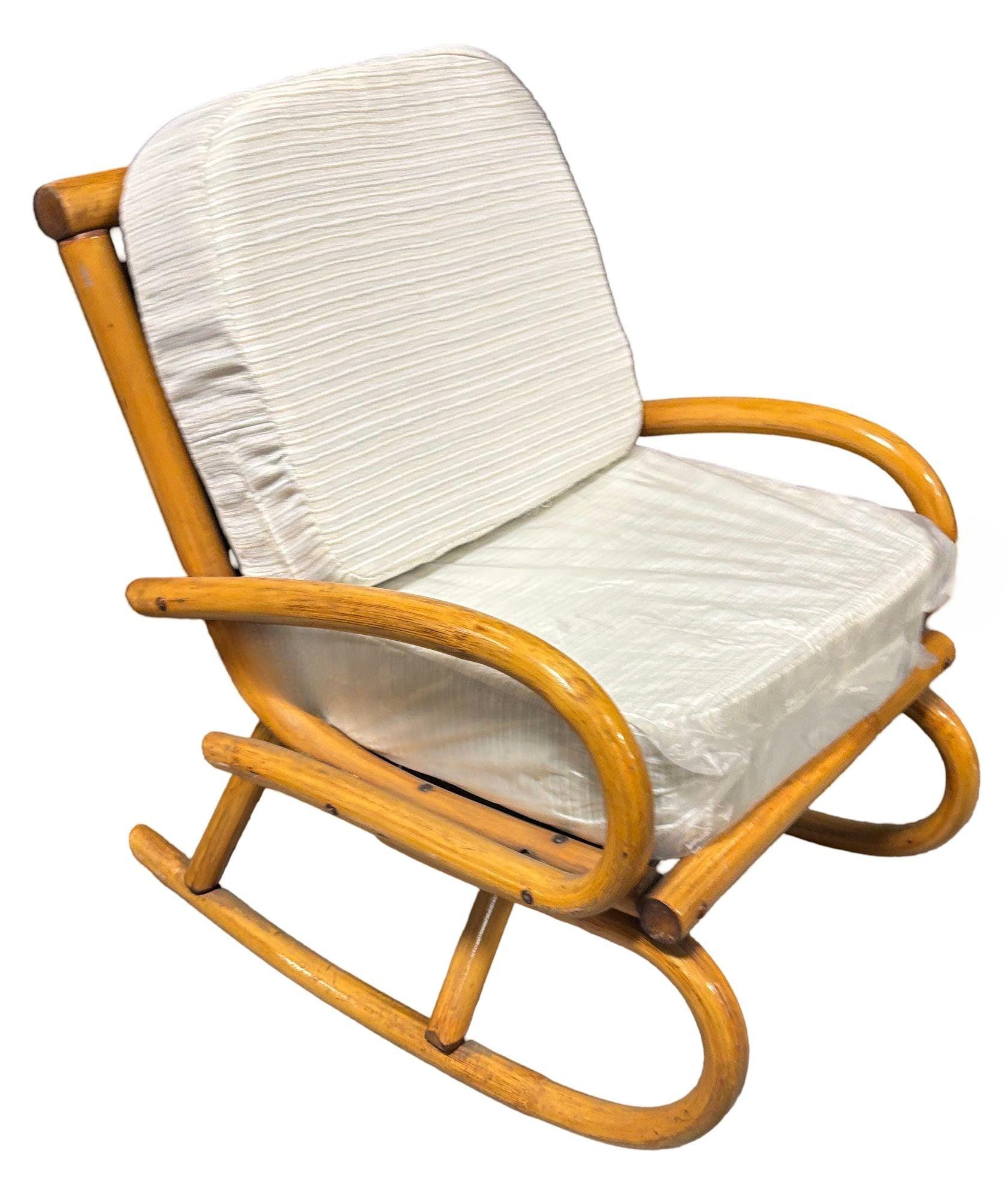 Restored Mid-century Frankl Style Child's Pole Rattan Bent Arm