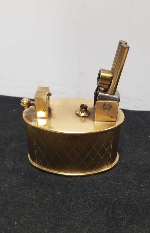 Swiss Brass Lift Arm Tabletop Lighter by Brilux for Dunhill