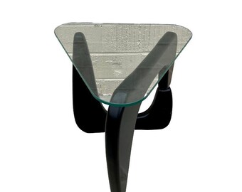 Noguchi Style Triangle Glass Top Narrow Side Table