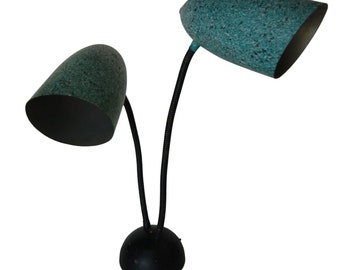 Modernist Green Speckle Double Gooseneck Desk Table Lamp