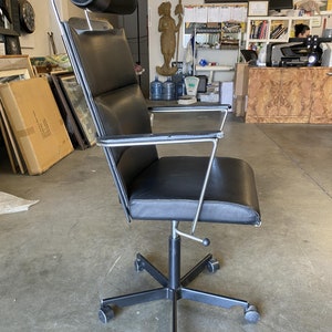 1980's Danish Modern Black and Chrome Executive Desk Chair By Kevi image 7