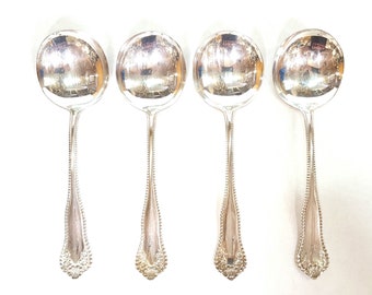 WM Rogers & Son Mayflower Silverplate Soup Spoons Set of 4