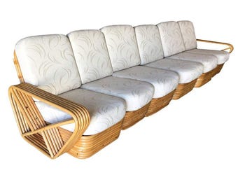 Restored Art Deco Six-Strand Square Pretzel Six-Seat Sectional Sofa
