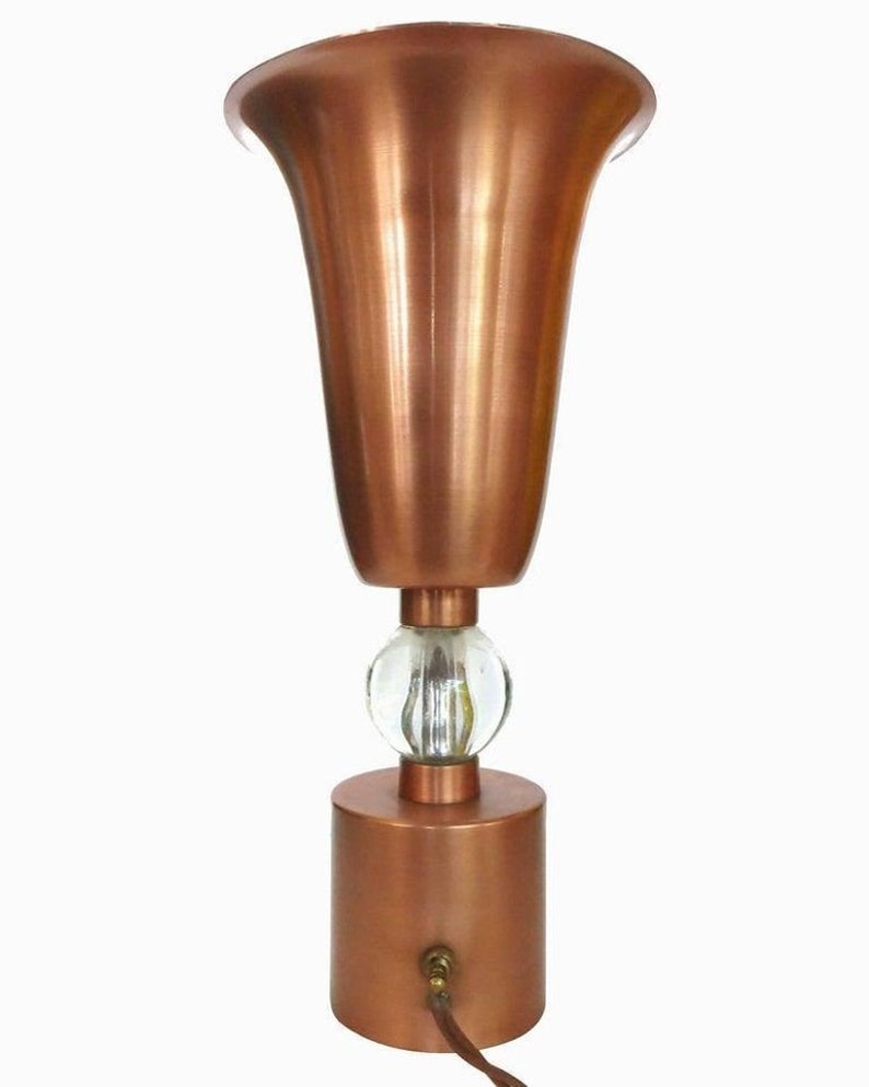 Copper Mid-Century Torchière Table Lamps, Pair image 2
