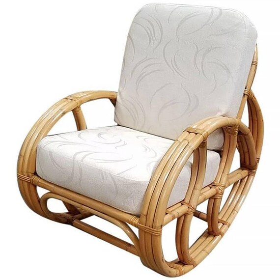 Restored Franco Albini Style Rattan Rocking Chair With White Etsy