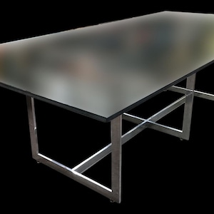 Milo Baughman Style Chome and Glass 8 Person Dining Table